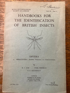 Handbooks for the identification of British insects. Diptera. 2. Nematocera: families Tipulidae to Chironomidae. Vol. IX. Part 2.